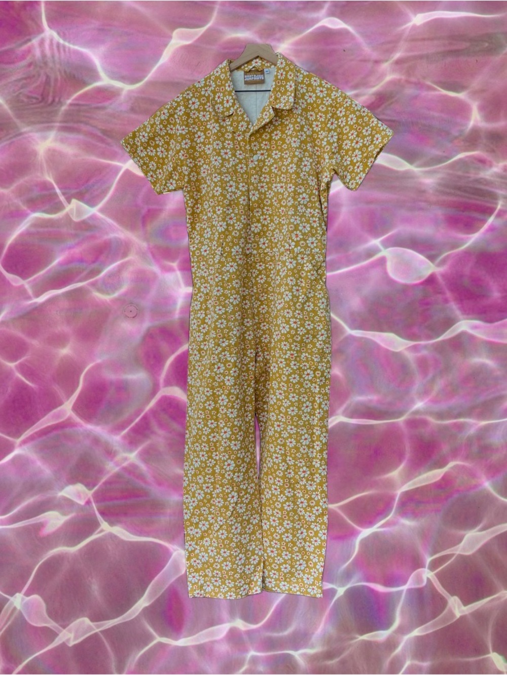 Big Bud Press Yellow Lazy Daisy Short Sleeve Jumpsuit Size 1 XL